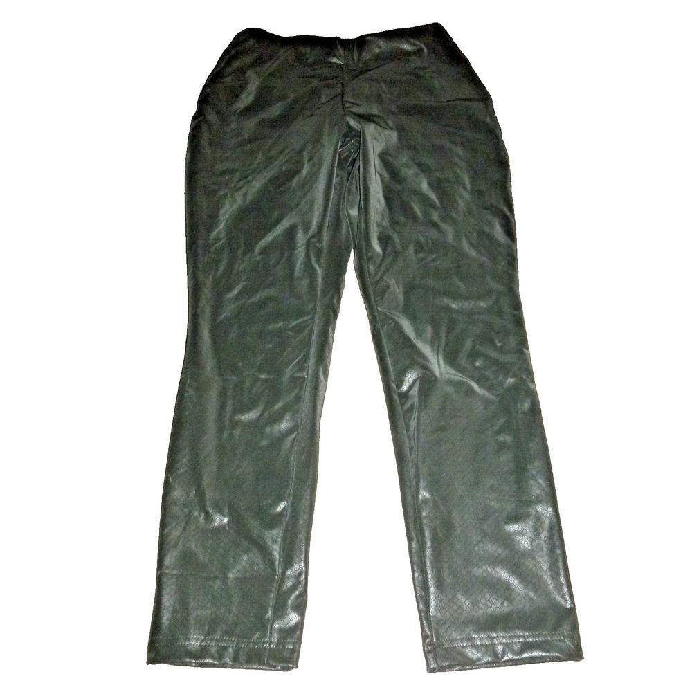 Ashley Stewart Womens Black Snakeskin Faux Leather Leggings Pants Size 14/16‎